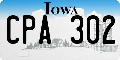 IA license plate CPA302
