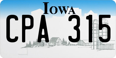 IA license plate CPA315