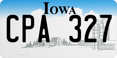 IA license plate CPA327