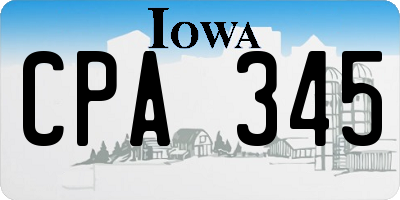 IA license plate CPA345
