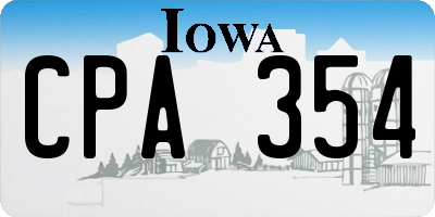 IA license plate CPA354