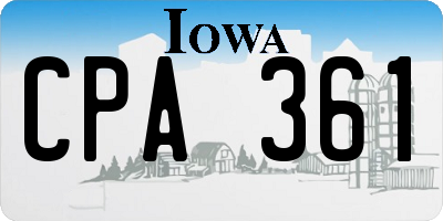 IA license plate CPA361