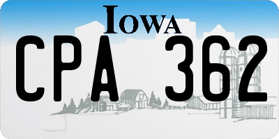 IA license plate CPA362