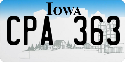 IA license plate CPA363