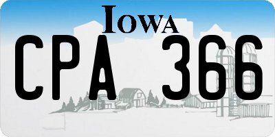 IA license plate CPA366