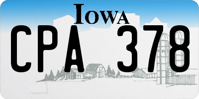 IA license plate CPA378
