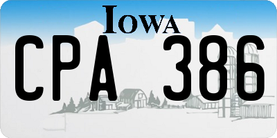 IA license plate CPA386