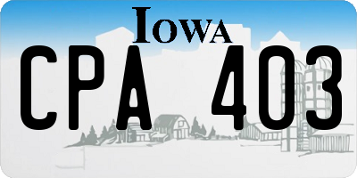 IA license plate CPA403