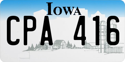 IA license plate CPA416