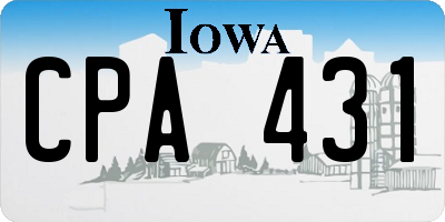 IA license plate CPA431
