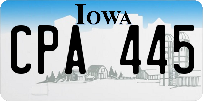 IA license plate CPA445