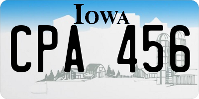 IA license plate CPA456