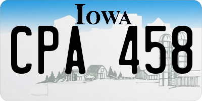 IA license plate CPA458