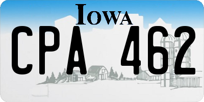 IA license plate CPA462