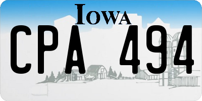 IA license plate CPA494