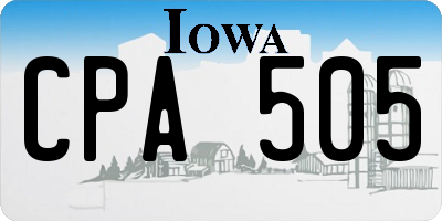 IA license plate CPA505