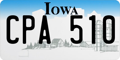 IA license plate CPA510