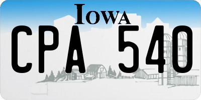 IA license plate CPA540