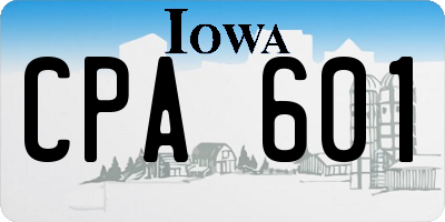 IA license plate CPA601