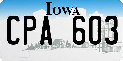 IA license plate CPA603