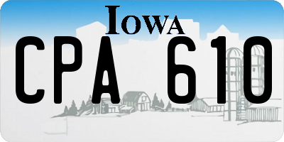 IA license plate CPA610