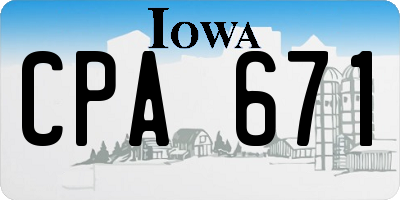 IA license plate CPA671
