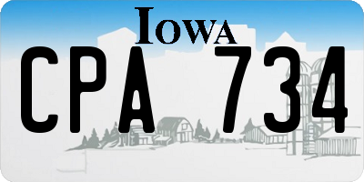 IA license plate CPA734