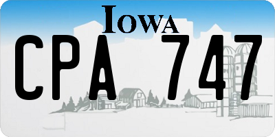 IA license plate CPA747