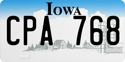 IA license plate CPA768
