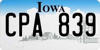 IA license plate CPA839