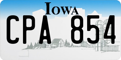 IA license plate CPA854