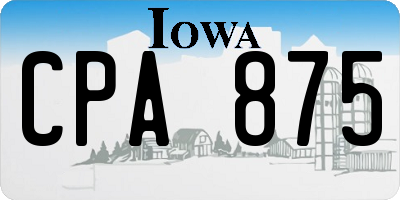 IA license plate CPA875