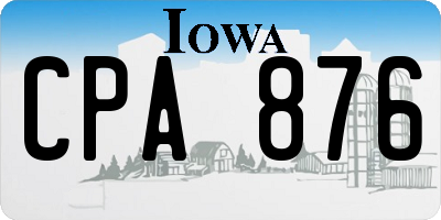 IA license plate CPA876