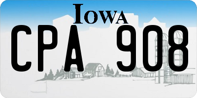 IA license plate CPA908