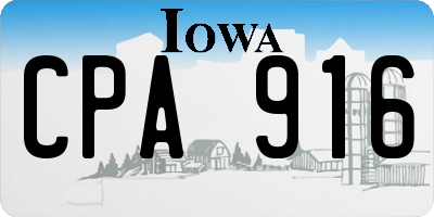 IA license plate CPA916