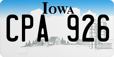 IA license plate CPA926