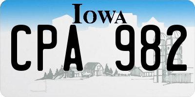 IA license plate CPA982
