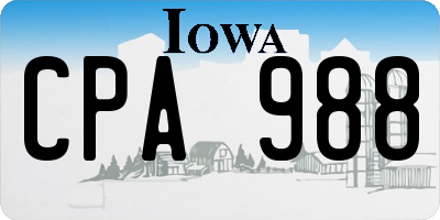 IA license plate CPA988