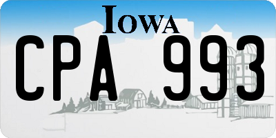 IA license plate CPA993