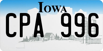 IA license plate CPA996