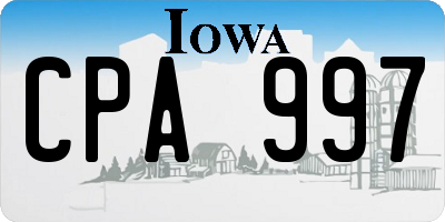IA license plate CPA997