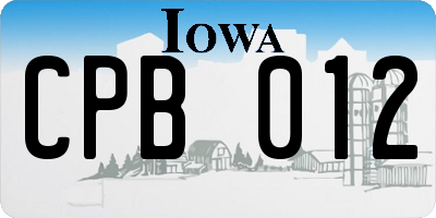 IA license plate CPB012