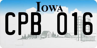 IA license plate CPB016