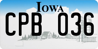 IA license plate CPB036
