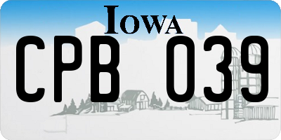 IA license plate CPB039