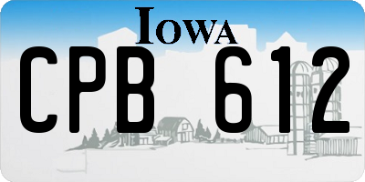 IA license plate CPB612