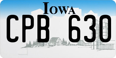 IA license plate CPB630