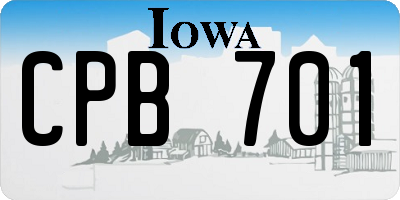 IA license plate CPB701