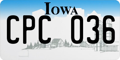 IA license plate CPC036