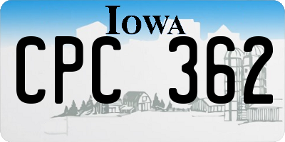 IA license plate CPC362